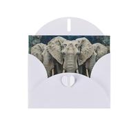 Kashinn Carte de vœux nacrée avec enveloppe vierge pour invitations, remerciements, condoléances, éléphants, impression artistique