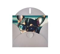 Kashinn Carte de vœux nacrée avec enveloppe vierge pour remerciements, invitations, condoléances, chihuahua, lunettes