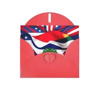 Kashinn Carte de vœux nacrée avec enveloppe vierge pour remerciements, invitations, condoléances, drapeau du Costa Rica