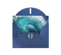 Kashinn Carte de vœux nacrée avec enveloppe vierge pour remerciements, invitations, condoléances et belles vagues de l'océan