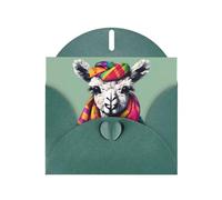 Kashinn Carte de vœux nacrée avec enveloppe vierge pour remerciements, invitations, condoléances, lama dans une écharpe