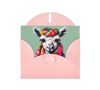 Kashinn Carte de vœux nacrée avec enveloppe vierge pour remerciements, invitations, condoléances, lama dans une écharpe