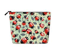 Kashinn Coccinelles motif de dessin animé imprimé simple couche sac cosmétique faux chanvre sac de maquillage sac à main pour un usage quotidien voyage
