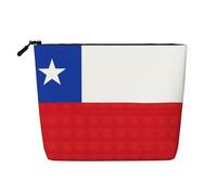 Kashinn Drapeau du Chili Impression Simple Couche Cosmétique Pouch Faux Chanvre Chanvre Maquillage Sac à Main pour Voyage Usage Quotidien