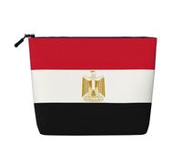 Kashinn Drapeau égyptien imprimé simple couche sac cosmétique faux chanvre chanvre maquillage sac portefeuille pour un usage quotidien voyage