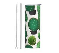 Kashinn Gobelet de voyage en acier inoxydable de 591 ml pour café, boissons glacées, tasse rafraîchissante d'été, motif cactus vert