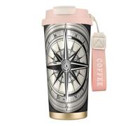 Kashinn Law of Compass Navigation Print Tasse à café isotherme de 532 ml avec paille et couvercle, tasse de voyage pour boissons chaudes et froides