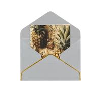Kashinn Lot de cartes de vœux vierges nacrées de qualité supérieure - Motif ananas et fruits - Bord en feuille d'or rose - Pour toutes les occasions