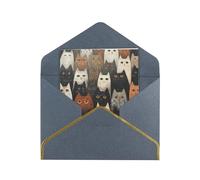 Kashinn Lot de cartes de vœux vierges nacrées de qualité supérieure - Motif chat - Bord en feuille d'or rose - Pour toutes les occasions