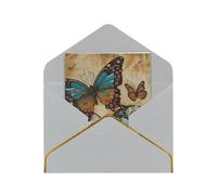 Kashinn Lot de cartes de vœux vierges nacrées de qualité supérieure - Motif crânes et papillons - Bord en feuille d'or rose - Pour toutes les occasions