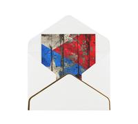 Kashinn Lot de cartes de vœux vierges nacrées de qualité supérieure - Motif drapeau de Porto Rico - Bord en feuille d'or rose - Pour toutes les occasions