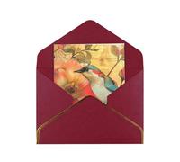 Kashinn Lot de cartes de vœux vierges nacrées de qualité supérieure - Motif fleurs et oiseaux - Bord en feuille d'or rose - Pour toutes les occasions