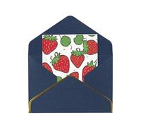 Kashinn Lot de cartes de vœux vierges nacrées de qualité supérieure - Motif fraises - Bord en feuille d'or rose - Pour toutes les occasions