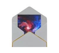 Kashinn Lot de cartes de vœux vierges nacrées de qualité supérieure - Motif galaxie rouge et bleu - Bord en feuille d'or rose - Pour toutes les occasions