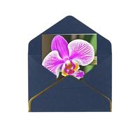 Kashinn Lot de cartes de vœux vierges nacrées de qualité supérieure - Motif orchidée - Bord en feuille d'or rose - Pour toutes les occasions
