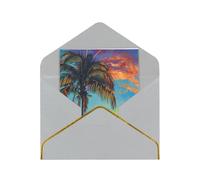 Kashinn Lot de cartes de vœux vierges nacrées de qualité supérieure - Motif palmier - Bord en feuille d'or rose - Pour toutes les occasions