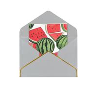 Kashinn Lot de cartes de vœux vierges nacrées de qualité supérieure - Motif pastèque rouge - Bord en feuille d'or rose - Pour toutes les occasions