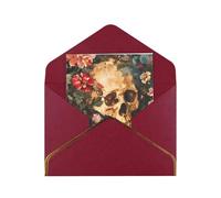 Kashinn Lot de cartes de vœux vierges nacrées de qualité supérieure - Motif tête de mort - Bord en feuille d'or rose - Pour toutes les occasions