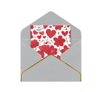 Kashinn Lot de cartes de vœux vierges nacrées de qualité supérieure pour la Saint Valentin, cœur rouge, imprimé fleur, bord en feuille d'or rose, ensemble de cartes pour toutes les occasions