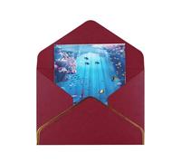 Kashinn Lot de cartes de vœux vierges nacrées de qualité supérieure - Thème océan - Bord en feuille d'or rose - Pour toutes les occasions