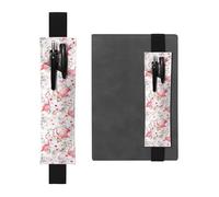 Kashinn Porte-stylo en cuir avec imprimé floral et flamant rose avec bande élastique pour carnets, agendas, planificateurs