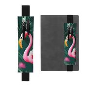 Kashinn Porte-stylo en cuir imprimé feuille de palmier et flamants roses avec bande élastique pour carnets, agendas, planificateurs