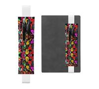 Kashinn Porte-stylo en cuir imprimé guitare colorée avec bande élastique pour carnets, agendas, planificateurs