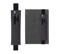 Kashinn Porte-stylo en cuir imprimé lignes géométriques avec bande élastique pour carnets, agendas, planificateurs