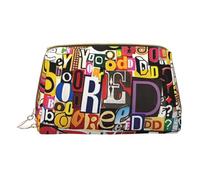 Kashinn Sac cosmétique en cuir Sac de maquillage portable Voyage Cosmétique Pochette à fermeture éclair Sac de soins de la peau Lettre