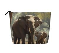 Kashinn Trousse de maquillage en chanvre à une seule couche, motif éléphant, sac de maquillage, porte-monnaie pour un usage quotidien, voyage
