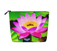 Kashinn Trousse de maquillage en chanvre avec impression de fleurs de lotus, porte-monnaie pour un usage quotidien et les voyages