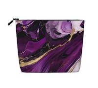 Kashinn Trousse de maquillage en chanvre avec impression marbre violet foncé - Pour un usage quotidien ou voyage