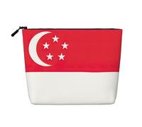 Kashinn Trousse de maquillage en chanvre avec imprimé drapeau de Singapour - Pour un usage quotidien et les voyages