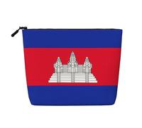 Kashinn Trousse de maquillage en chanvre avec imprimé drapeau du Cambodge - Pour un usage quotidien et les voyages