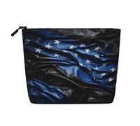 Kashinn Trousse de maquillage en chanvre avec motif drapeau américain bleu - Pour un usage quotidien ou voyage