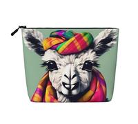 Kashinn Trousse de maquillage en chanvre avec motif lama dans une écharpe - Pour un usage quotidien et voyage