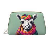 Kashinn Trousse de maquillage en cuir avec imprimé lama dans une écharpe - Trousse de toilette de voyage