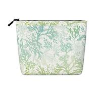 Kashinn Vert Mer Bleu Algues Imprimé Seule Couche Cosmétique Pouch Faux Chanvre Chanvre Maquillage Sac à Main pour Voyage Usage Quotidien