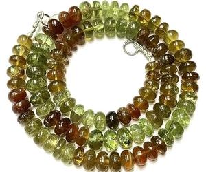 Kashish Gems & Jewels 55,9 cm de long, forme ronde, coupe lisse, grenat grossulaire naturel, 6-8 mm, collier de perles pour femmes et filles, unisexe, 6-8 mm, pierre précieuse grenat 6-8 mm, grenat, 6