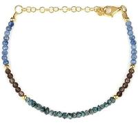 Kashish Gems & Jewels Bracelet à chaîne Kynit Strang avec quartz fumé et pépites de diamant bleues, magnifiquement conçu pour elle de 3 à 3,5 mm, pierre de soleil, pierre de soleil, 3 à 3,5 mm, pierre