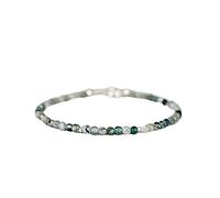 Kashish Gems & Jewels Bracelet en agate verte mousse, petite pierre précieuse et argent sterling ou or, bracelet de pierres précieuses empilables, 3,5 mm, pierre précieuse solaire, 3,5 mm, gemme
