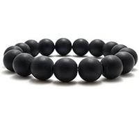 Kashish Gems & Jewels Bracelet en onyx mat/onyx noir/bracelet en pierre mat/bijoux en pierre mat/bracelet de perles pour homme 6 mm, 6 mm, pierre précieuse de soleil, 6 mm, pierre de soleil
