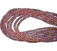 Kashish Gems & Jewels Collier avec perles d'opale rose éthiopienne - Fait à la main - Collier certifié unisexe à une rangée de perles roses - Cadeau de bijoux de 3 à 4 mm