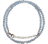 Kashish Gems & Jewels Collier de perles aigue-marine naturelles à facettes de 61 cm de long, 3,5 à 4 mm avec fermoir en argent sterling 925, pour femmes et filles, unisexe, 3,5 à 4 mm, aigue-marine