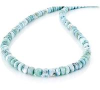 Kashish Gems & Jewels Collier de perles Larimar lisse uni de la République dominicaine Collier de perles Bleu apaisant pour un excellent lien relationnel., Fils, Larimar