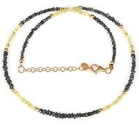Kashish Gems & Jewels Collier diamant noir et vert jaune pépites brutes beau cadeau collier pour femme mère amour 2,3-5 mm pierre précieuse diamant 2,3-5 mm pierre précieuse diamant, 2,3-5 mm, pierre