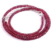 Kashish Gems & Jewels Collier fait à la main en pierres précieuses naturelles certifiées AAA+ de qualité AAA+ non chauffées non traitées pour les bien-aimés, perles, 3-4 mm, pierre précieuse, rubis,