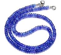 Kashish Gems & Jewels Collier tanzanite en pierre précieuse naturelle AAA de 4,5 à 6,5 mm, perles rondes à facettes | Collier complet de 45,7 cm | Cadeau pour filles, 3,5 à 5,5 mm, pierre précieuse,