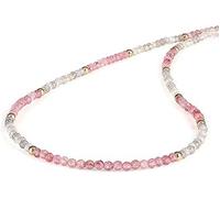 Kashish Gems & Jewels Labradorite naturelle et quartz fraise avec chaîne plaquée or rose 925 (45 cm), 2,5 mm, pierre précieuse, labradorite naturelle et quartz