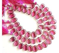 Kashish Gems & Jewels Rubellite Tourmaline Quartz Pierre précieuse Poire lisse | Perles de tourmaline Briolette Taille - 8 x 11-9 x 14 mm 15 pièces/brin